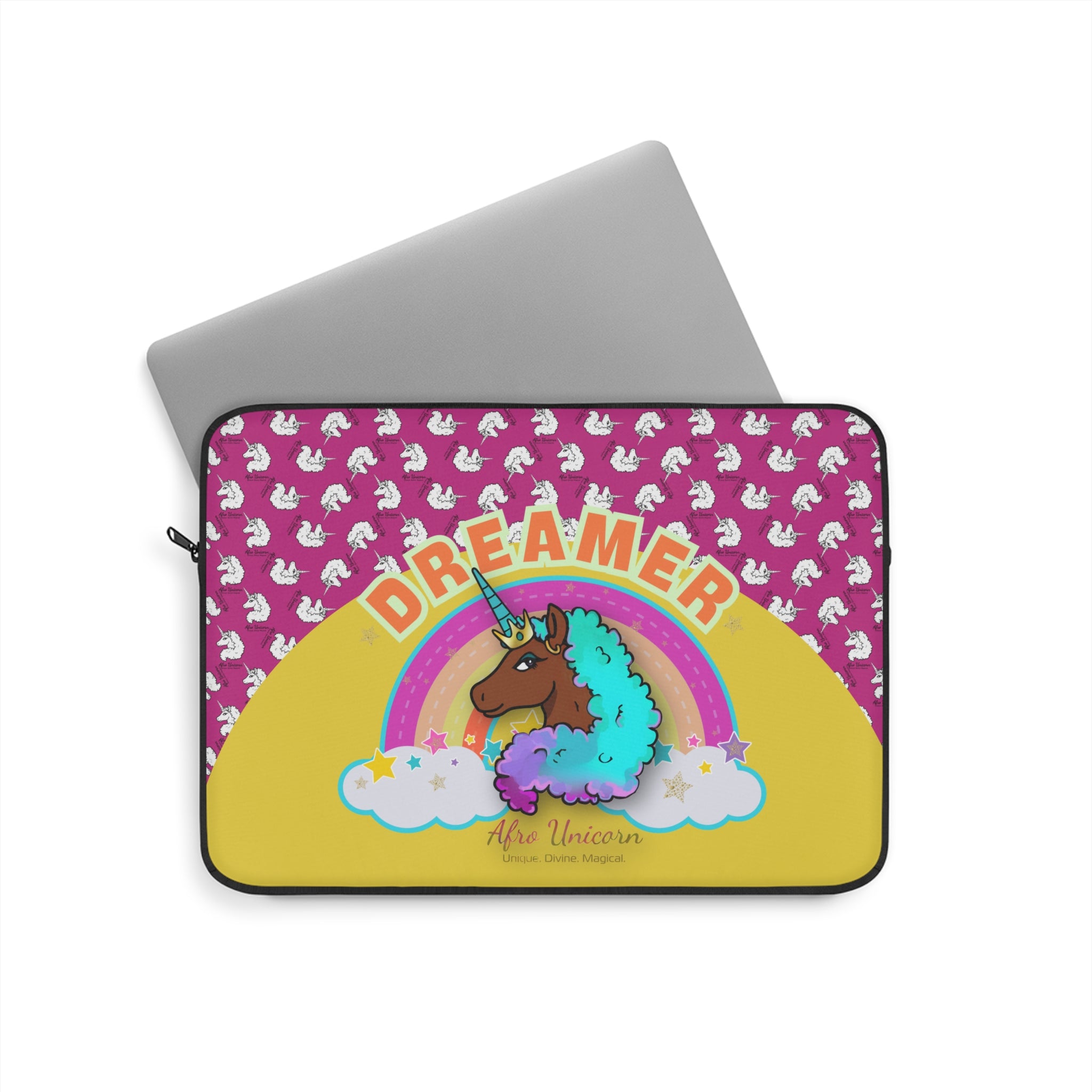 Afro Unicorn Dreamer Laptop Sleeve - Yellow