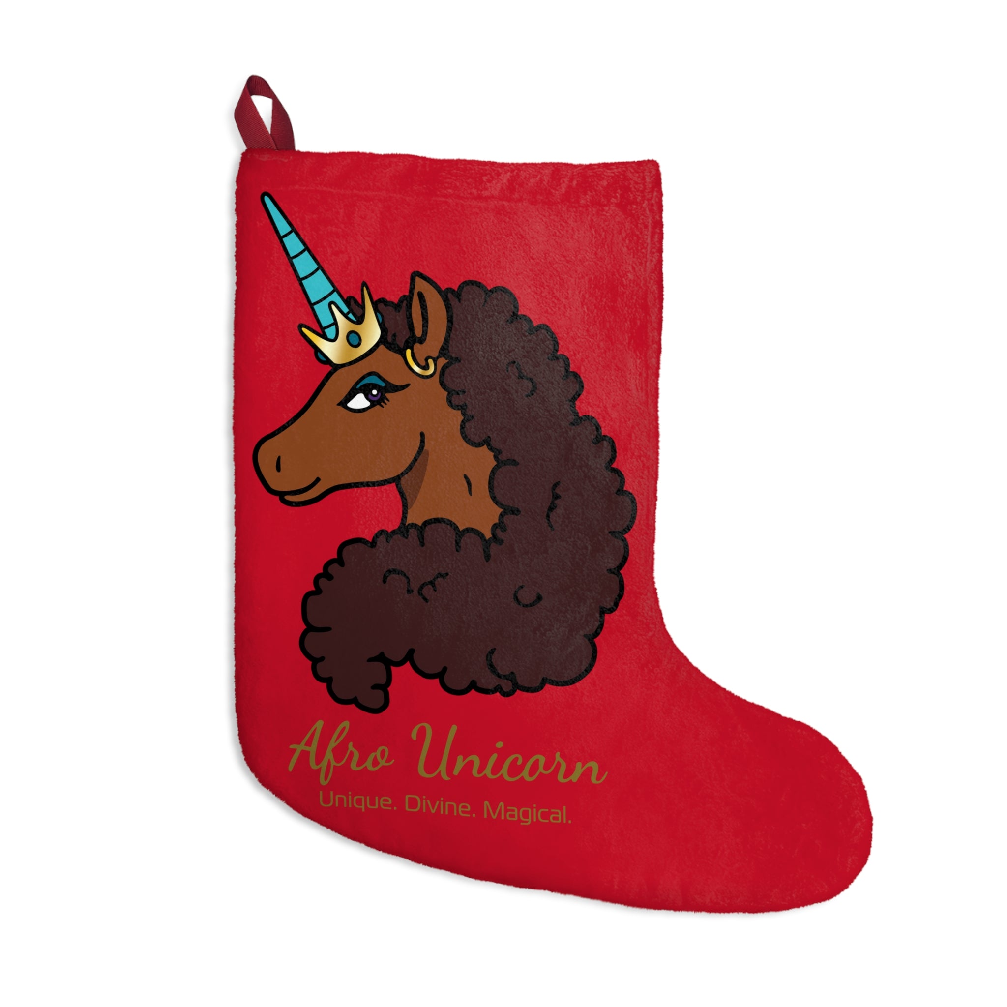 Afro Unicorn Christmas Stocking – Unique Holiday Decor