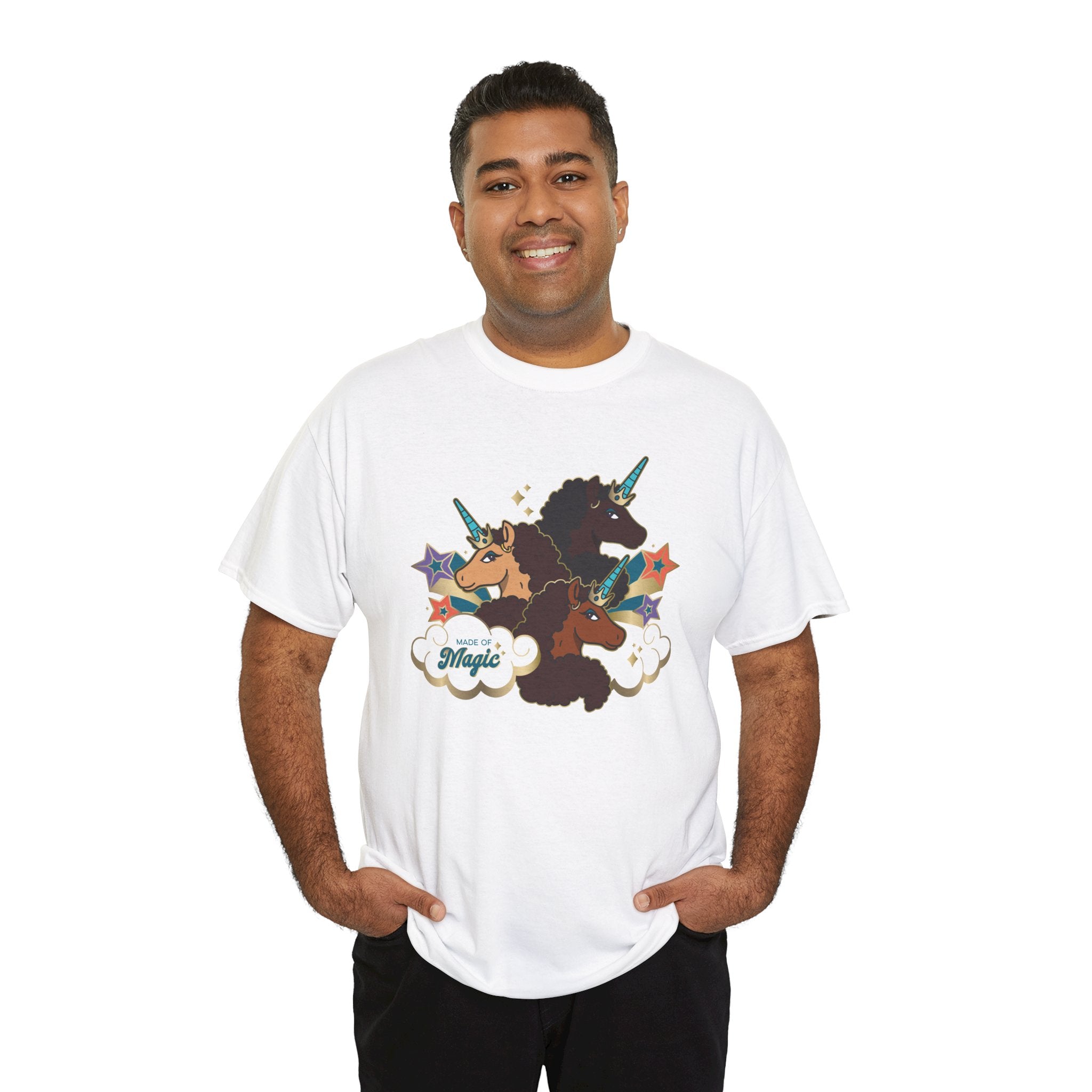 Unisex Tee: Afro Unicorn Made of Magic T-Shirt - Unique, Divine, and Magical