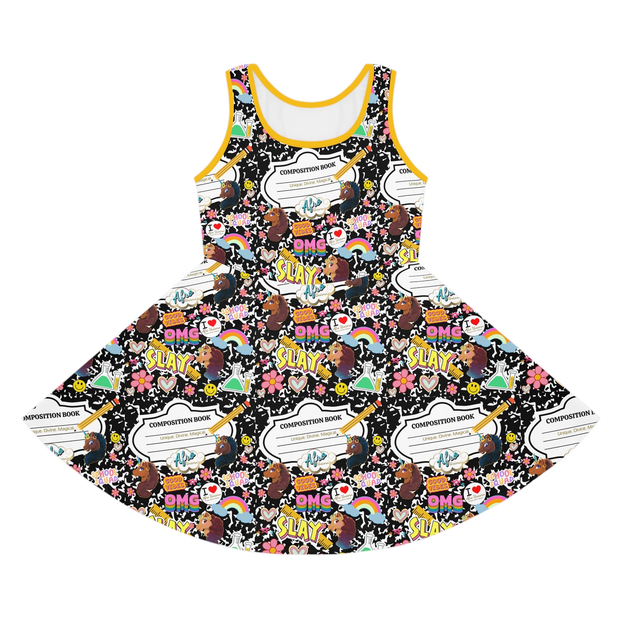 Girls' Sundress Afro Unicorn Composition Note Book Dress