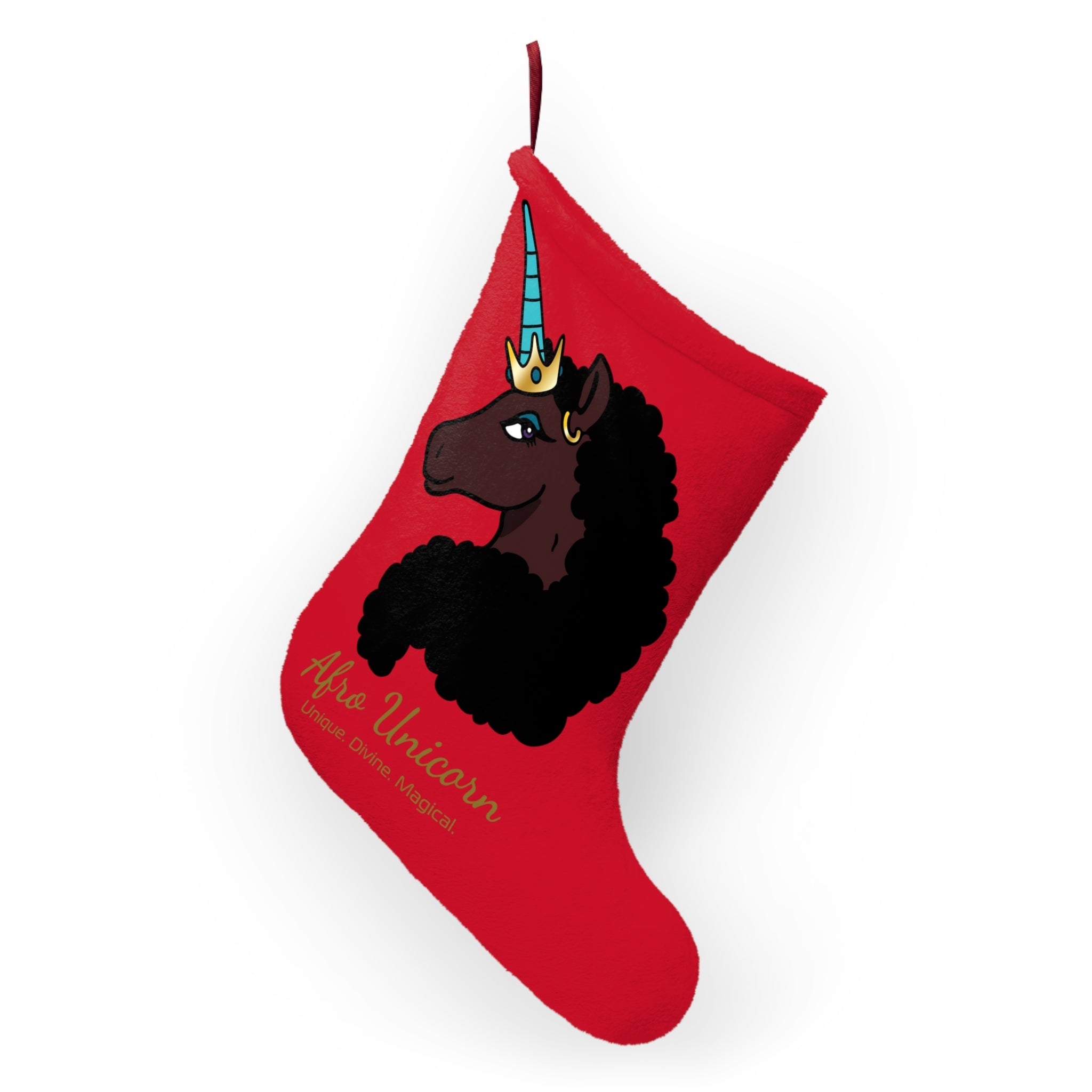Afro Unicorn Christmas Stocking – Magical Holiday Decor