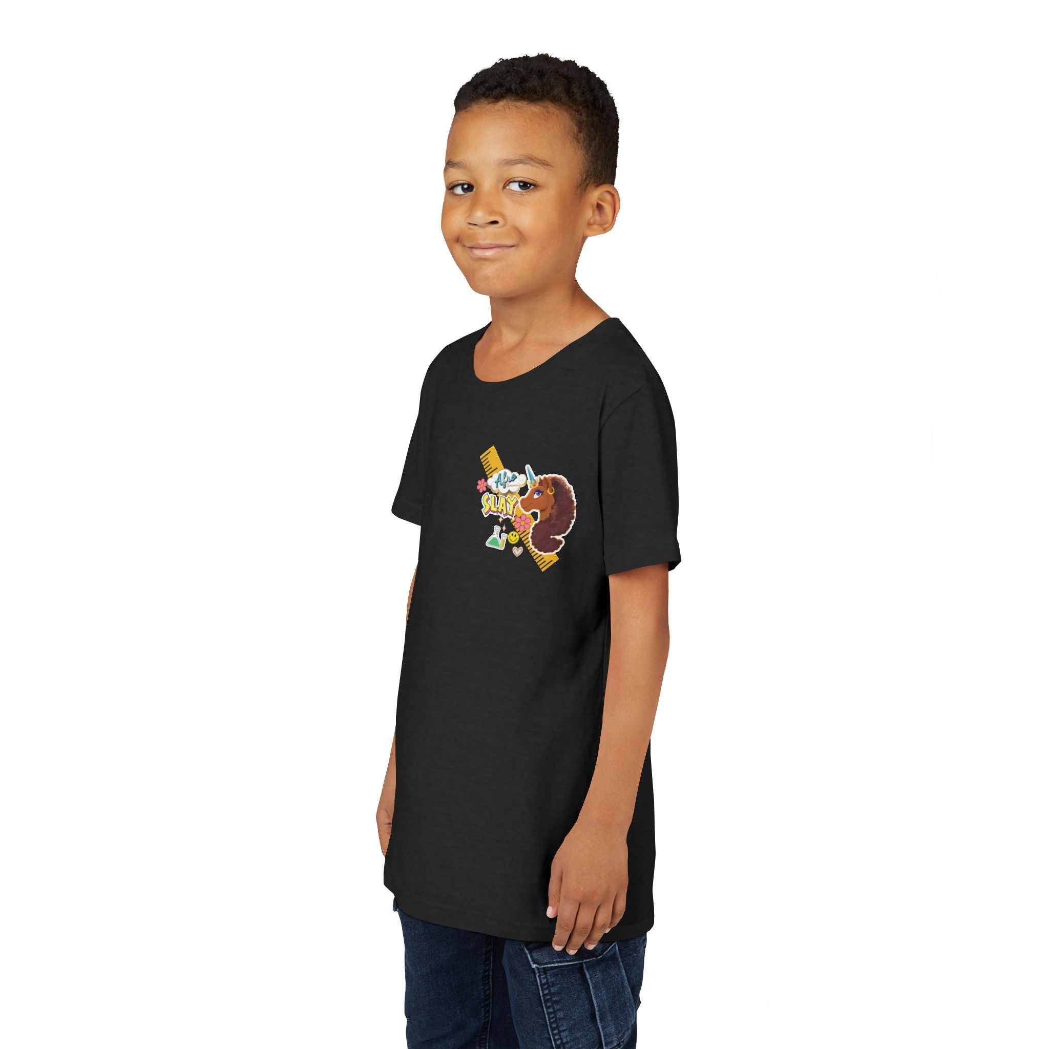 Youth Tee - Afro Unicorn Composition Back Design