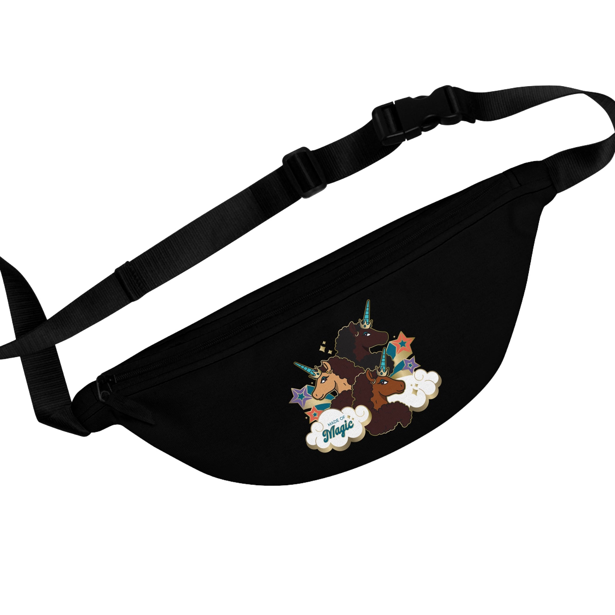 Afro Unicorn Made of Magic Fanny Pack - Black