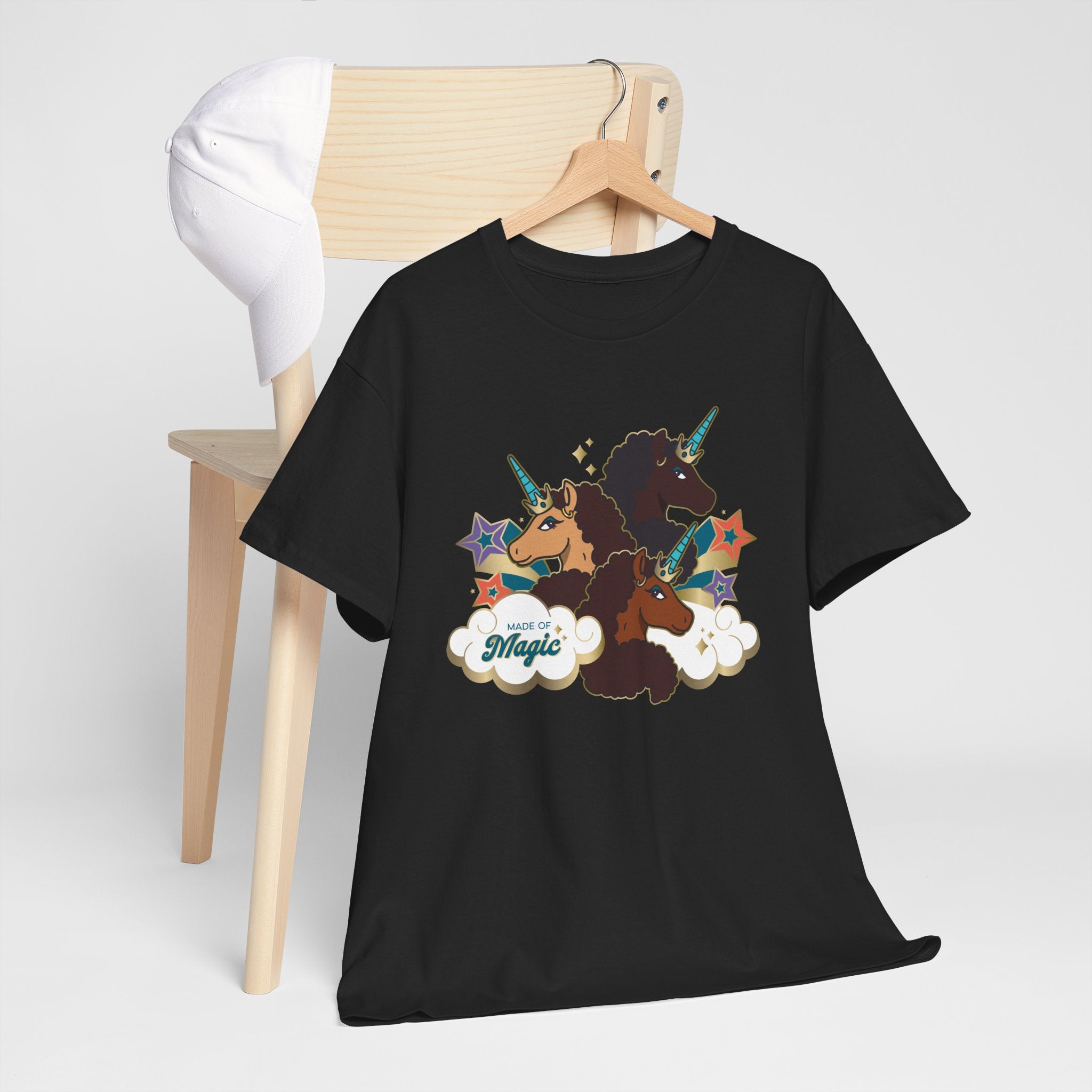 Unisex Tee: Afro Unicorn Made of Magic T-Shirt - Unique, Divine, and Magical