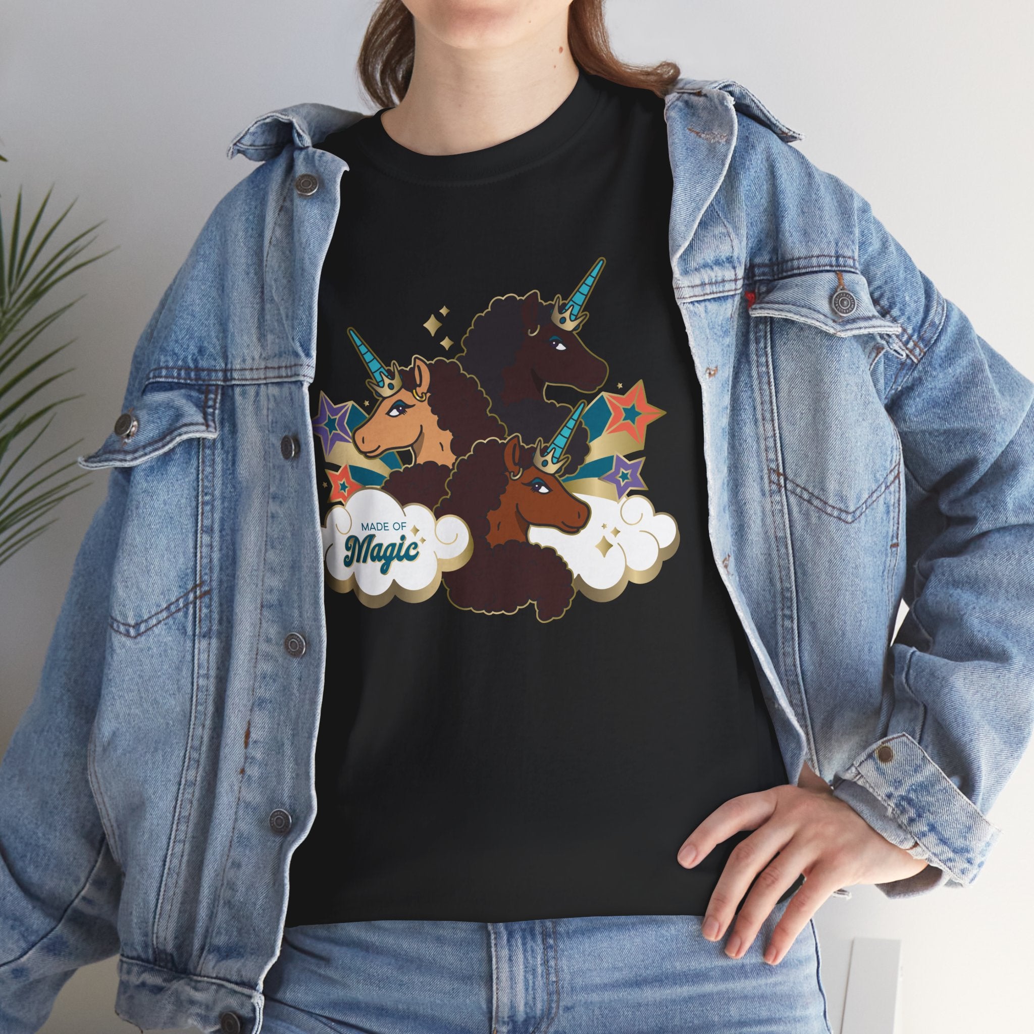 Unisex Tee: Afro Unicorn Made of Magic T-Shirt - Unique, Divine, and Magical