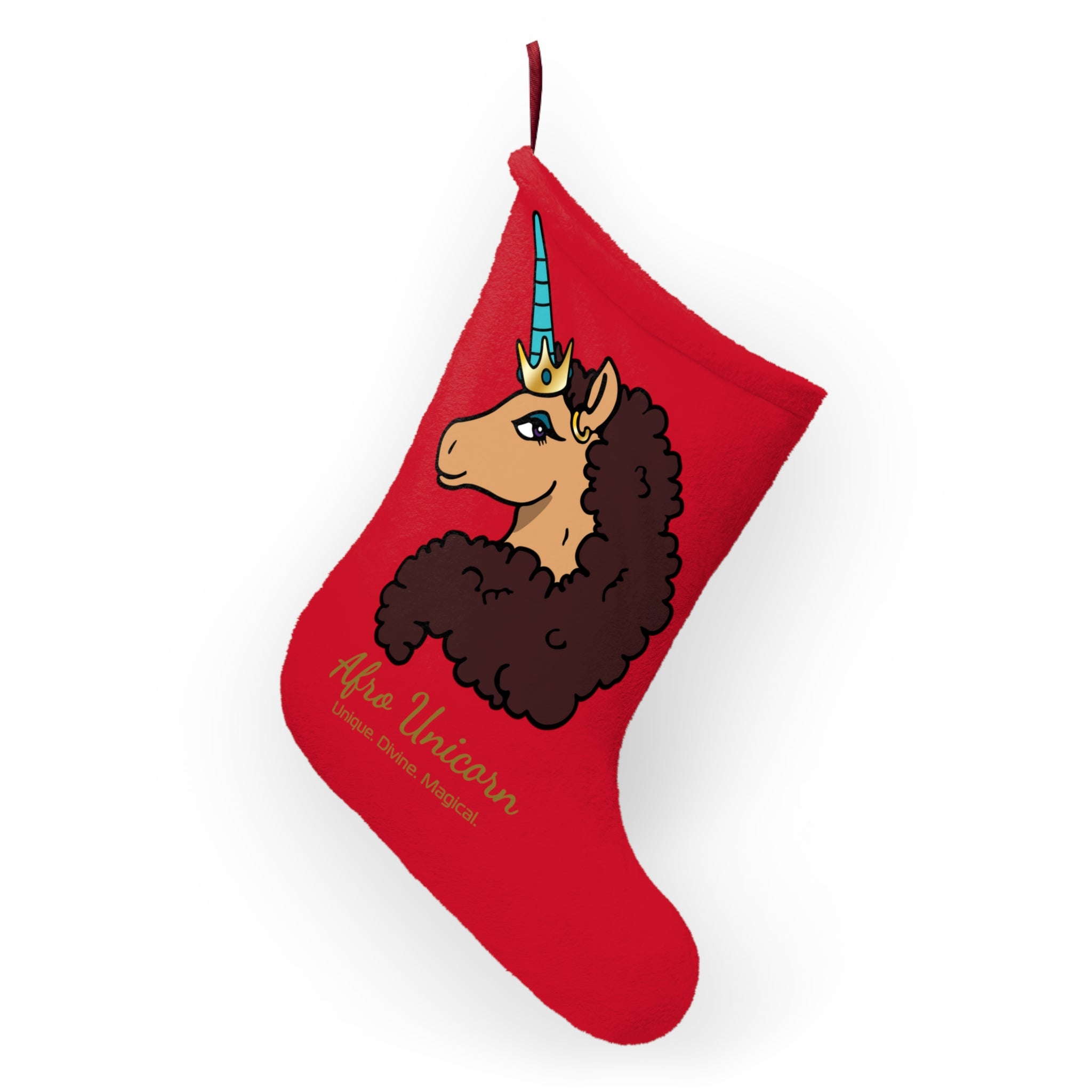 Afro Unicorn  Christmas Stockings - Vanilla