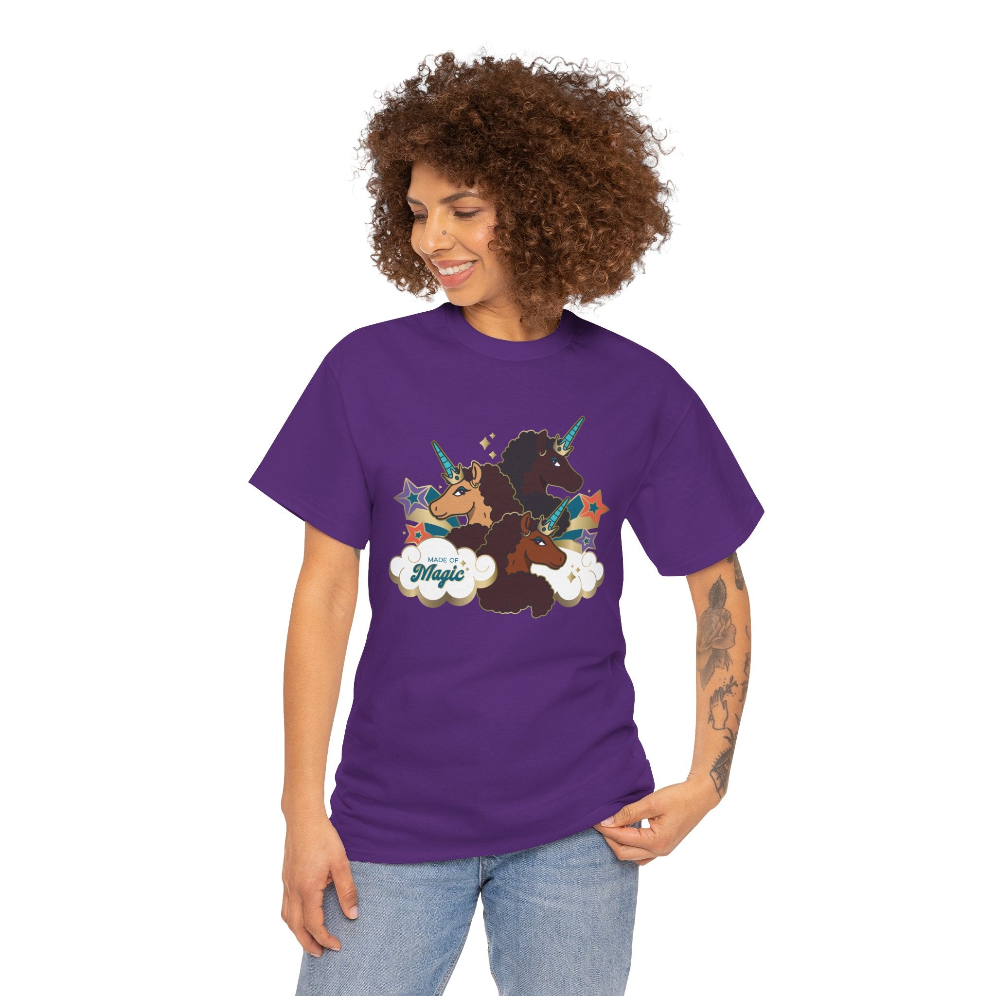 Unisex Tee: Afro Unicorn Made of Magic T-Shirt - Unique, Divine, and Magical