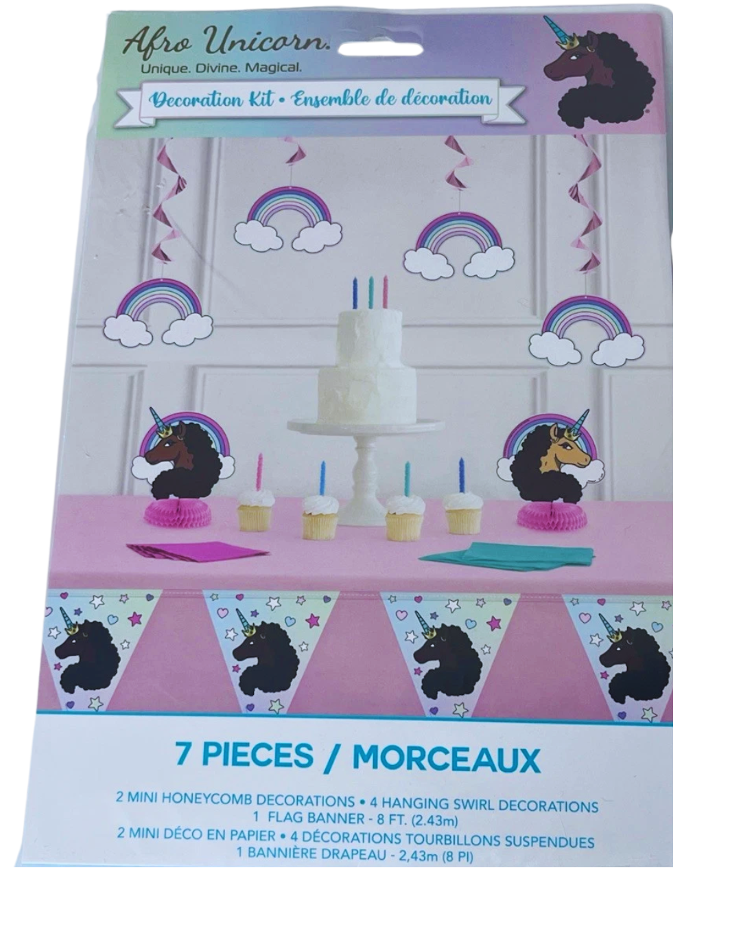 Afro Unicorn Décor Balloon Kit – 4-Piece Unicorn Birthday Decoration Bundle (Latex & Foil Balloons)