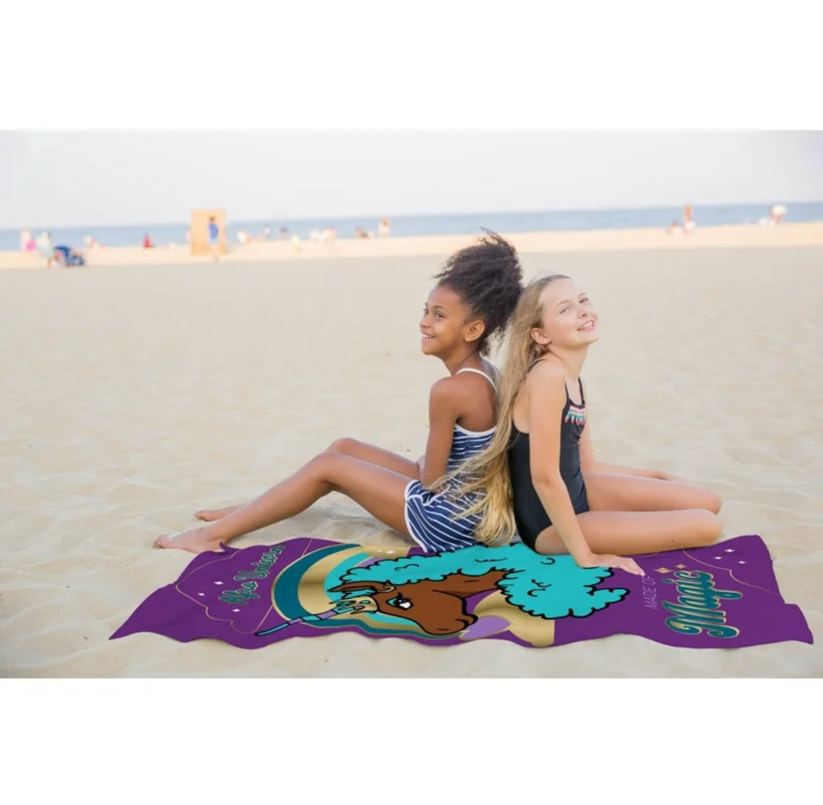 Afro Unicorn Magic Beach Towel