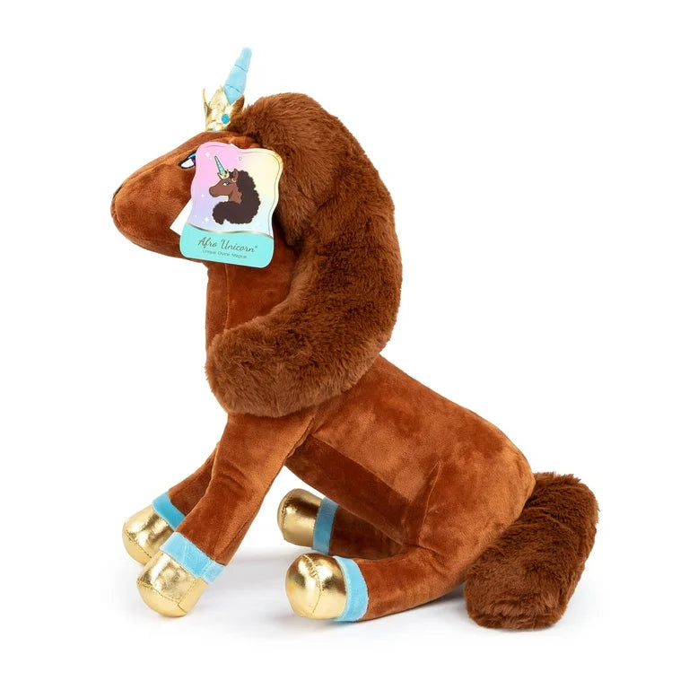 Afro Unicorn Brown Plush