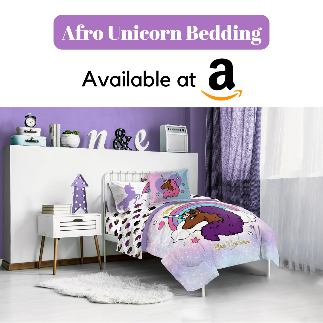 Afro Unicorn Bedding at Amazon