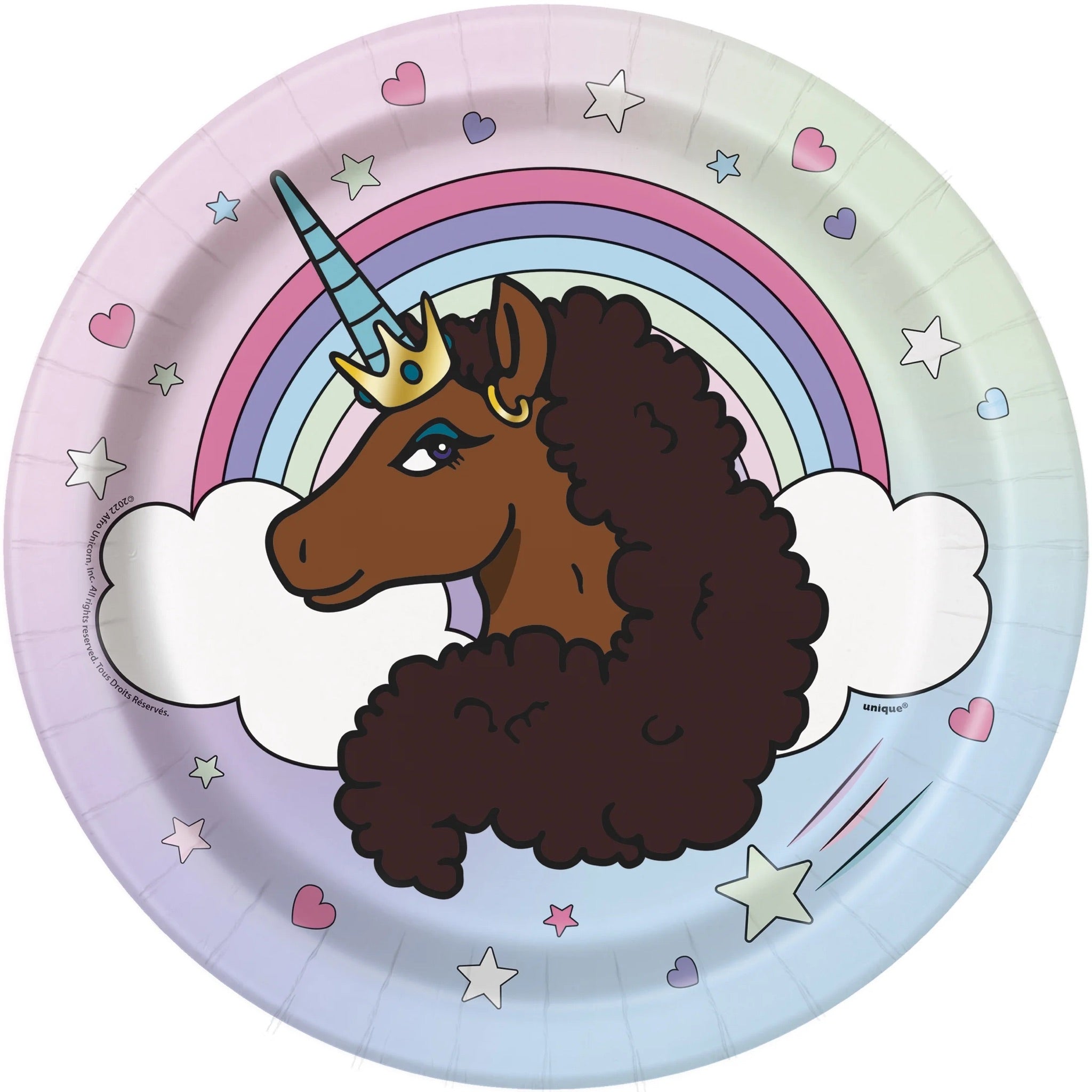 Afro Unicorn® Tableware Set – 5-Piece Unicorn Birthday Party Supplies (Plates, Napkins & Tablecover)