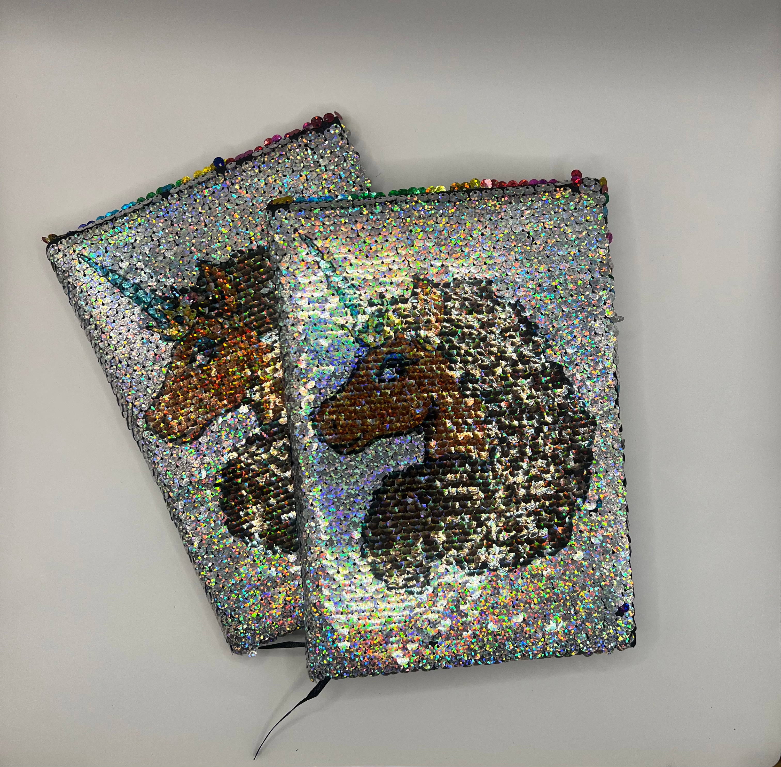 Afro Unicorn Shimmering Silver Sequin Journal (2 Pack)