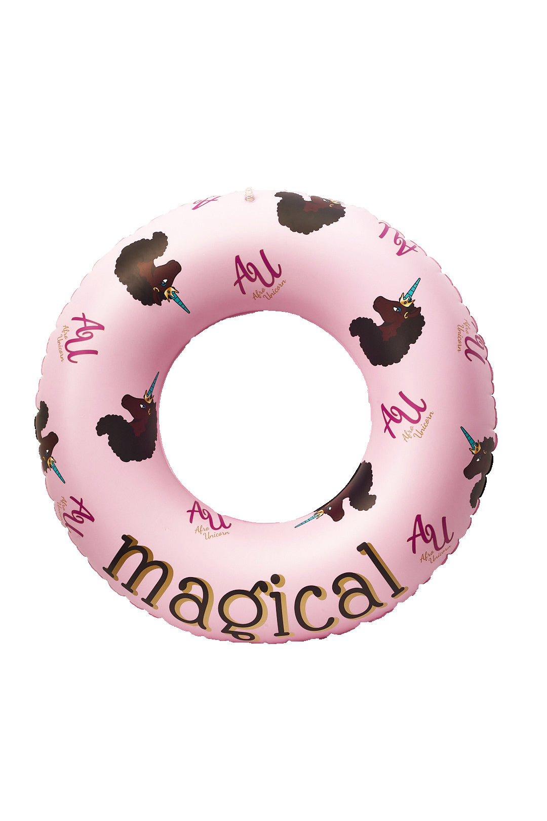 Afro Unicorn 39-Inch "MAGICAL " Unicorn Inflatable Swim Ring Float for Pool, Beach, Lake Water Play (Pink)