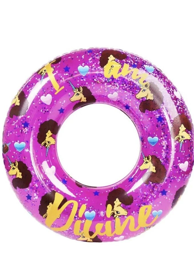 37" Afro Unicorn "Divine " Ring Float in Dark Pink