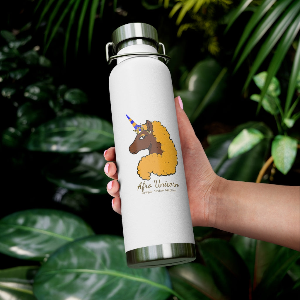 Afro Unicorn 22oz Insulated  Bottle - Royal Blue & Gold