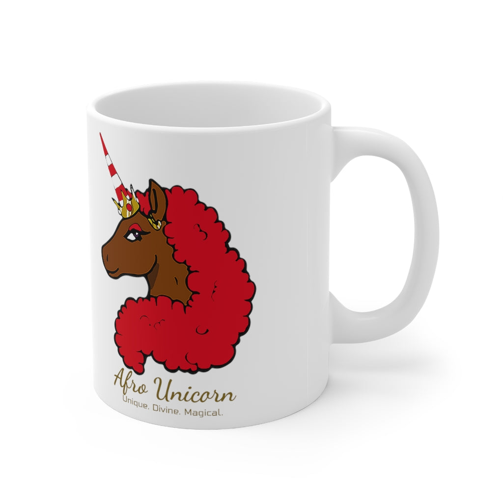 Afro Unicorn Crimson & Cream Mug