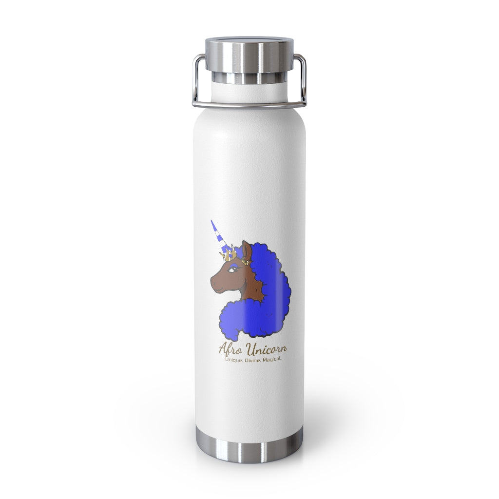 Afro Unicorn 22oz Insulated  Bottle - Blue & White