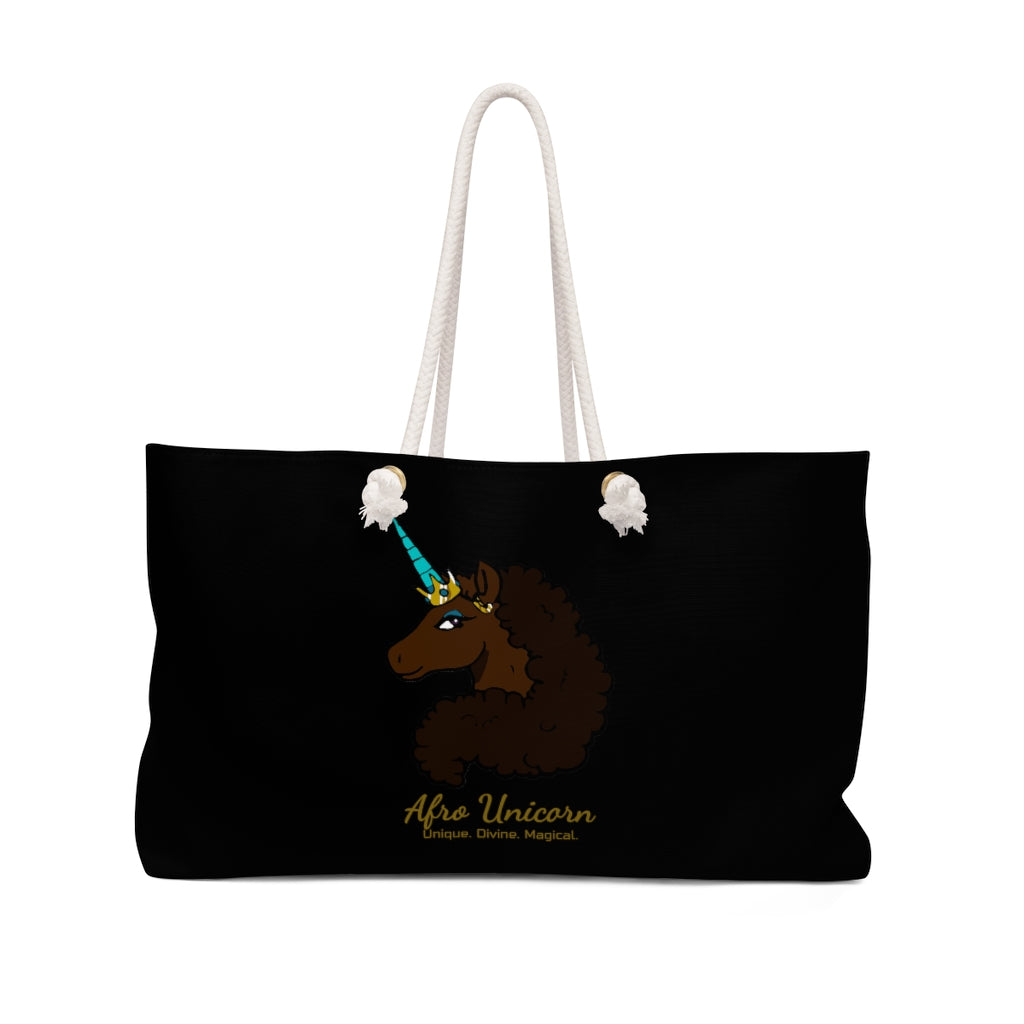 Afro Unicorn Black Weekender Bag - Mocha